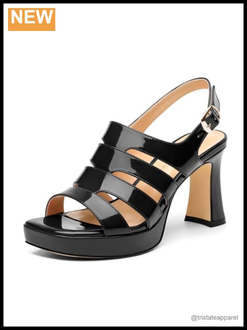 Women's Square Open Toe Ankle Strap Heeled Sandals